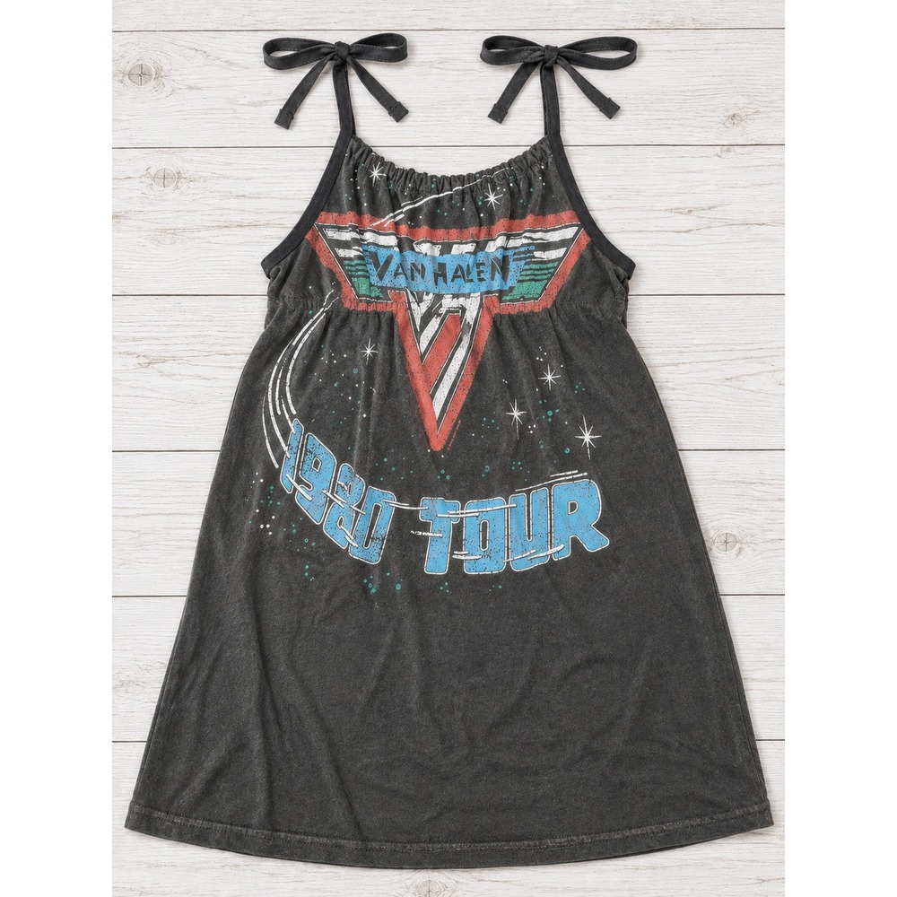 Van Halen 1980 Tour Upcycled Kids Dress Handmade OOAK Band Tee Rock Girls 6/7